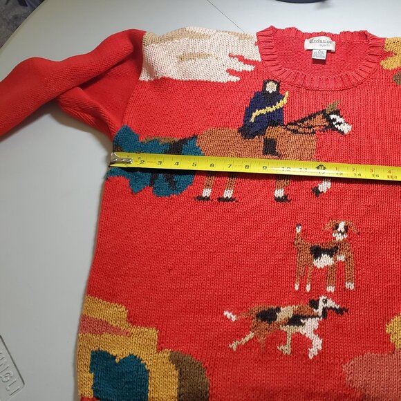 Exclusive Imports Crewneck Hunt Scene 80s Sweater Sz M- shipping incl. - Picture 6 of 16